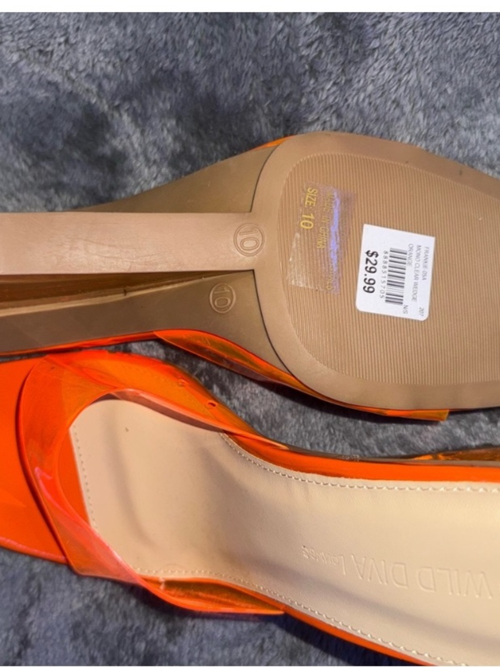 Wild Diva Orange Wedge Slide Sandals - Picture 2 of 2